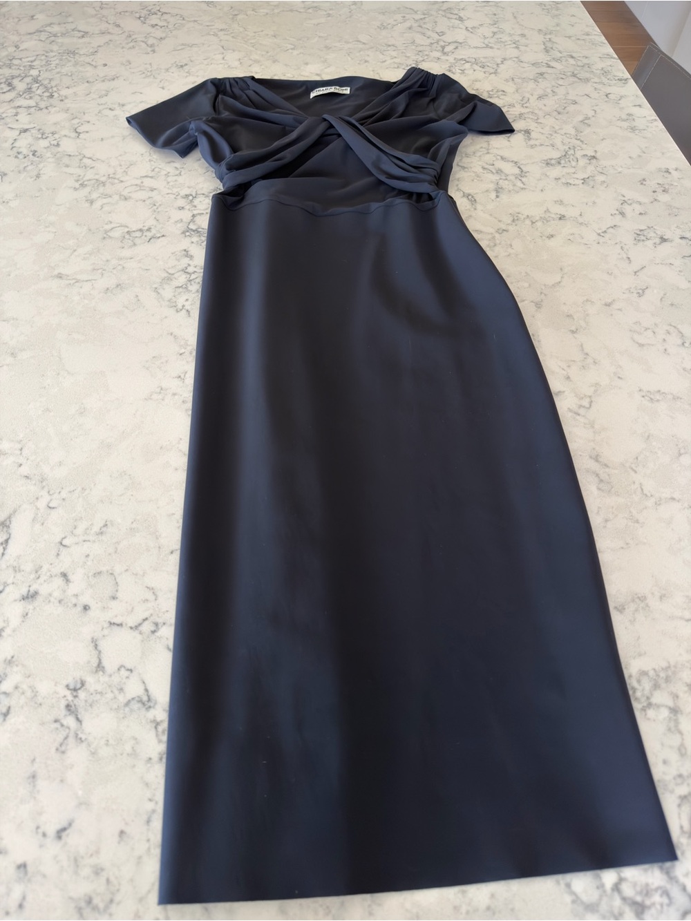 Chiara Boni Black Twisted V-Neck Midi Dress